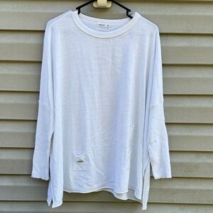 Mersea | Oversized White Dolman Sleeve Sweater One Size